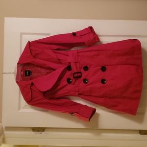 XOXO Pink Trenchcoat Solid With Belt Tie Size S